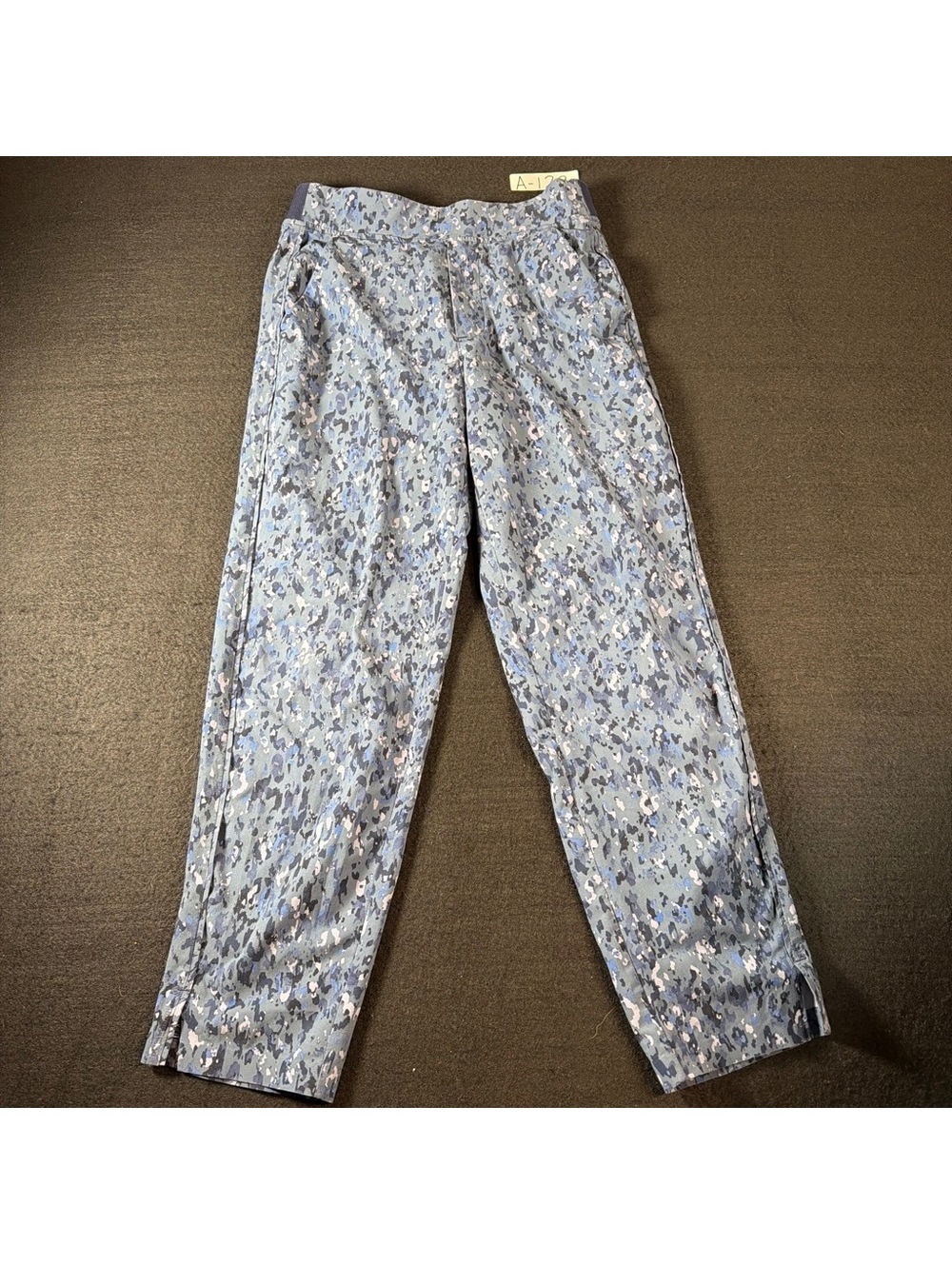 Athleta Brooklyn Ankle Pants Women 0P Blue Abstract Print Stretch Travel Pull On